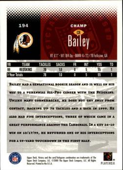 2000 Upper Deck Victory #194 Champ Bailey Back
