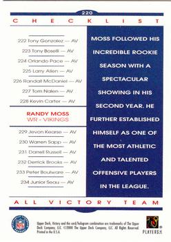 2000 Upper Deck Victory #220 Randy Moss Back