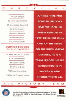 2000 Upper Deck Victory #232 Derrick Brooks Back