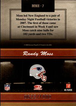 2008 Donruss Classics - Monday Night Heroes #MNH-7 Randy Moss Back