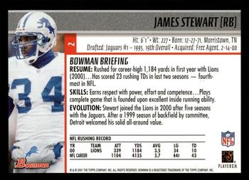 2001 Bowman #2 James Stewart Back