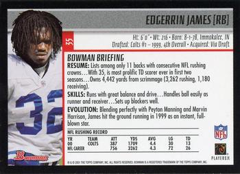 2001 Bowman #35 Edgerrin James Back