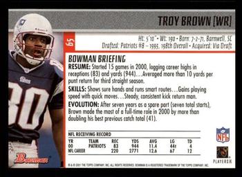 2001 Bowman #65 Troy Brown Back
