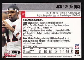 2001 Bowman #71 Akili Smith Back