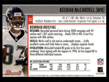 2001 Bowman #72 Keenan McCardell Back