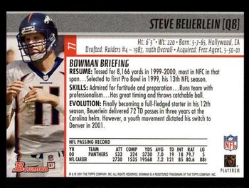 2001 Bowman #77 Steve Beuerlein Back