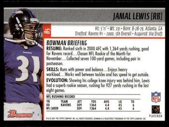2001 Bowman #85 Jamal Lewis Back