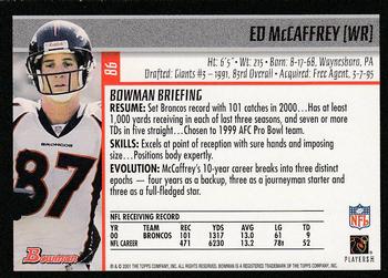 2001 Bowman #86 Ed McCaffrey Back