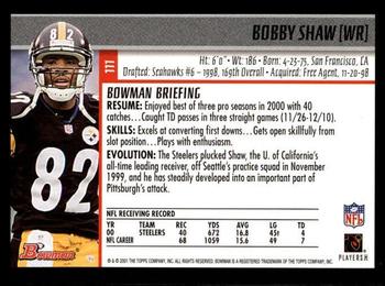 2001 Bowman #111 Bobby Shaw Back