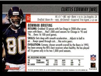 2001 Bowman #117 Curtis Conway Back