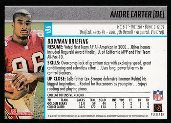 2001 Bowman #186 Andre Carter Back