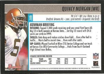 2001 Bowman #206 Quincy Morgan Back