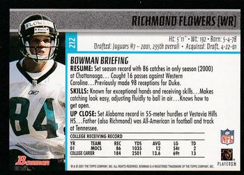 2001 Bowman #212 Richmond Flowers Back