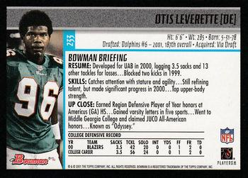 2001 Bowman #233 Otis Leverette Back