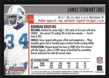 2001 Bowman Chrome #2 James Stewart Back