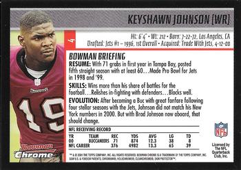 2001 Bowman Chrome #4 Keyshawn Johnson Back