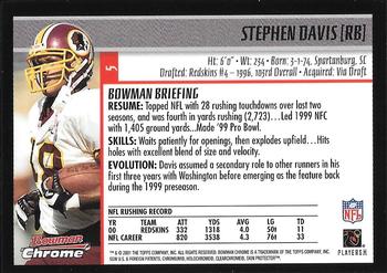 2001 Bowman Chrome #5 Stephen Davis Back