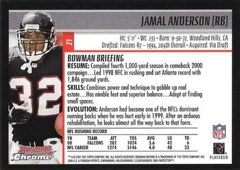 2001 Bowman Chrome #21 Jamal Anderson Back