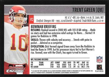 2001 Bowman Chrome #25 Trent Green Back