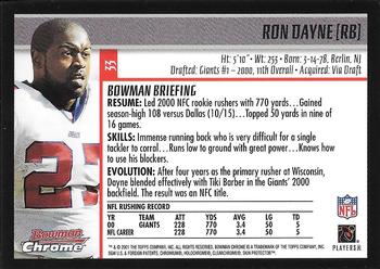 2001 Bowman Chrome #33 Ron Dayne Back