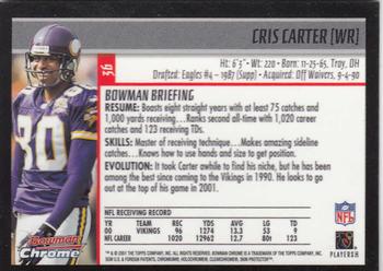 2001 Bowman Chrome #36 Cris Carter Back