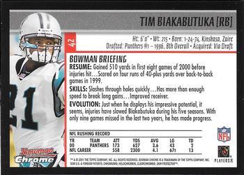 2001 Bowman Chrome #42 Tim Biakabutuka Back