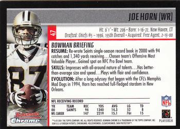 2001 Bowman Chrome #47 Joe Horn Back