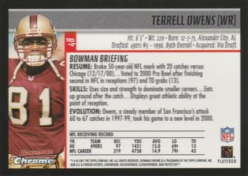 2001 Bowman Chrome #48 Terrell Owens Back