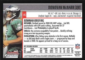 2001 Bowman Chrome #75 Donovan McNabb Back