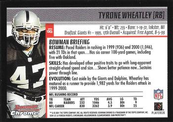 2001 Bowman Chrome #81 Tyrone Wheatley Back