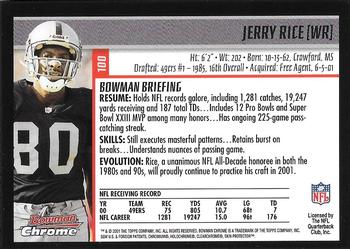 2001 Bowman Chrome #100 Jerry Rice Back
