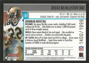 2001 Bowman Chrome #167 Deuce McAllister Back
