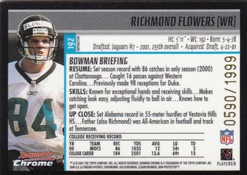 2001 Bowman Chrome #192 Richmond Flowers Back