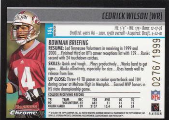 2001 Bowman Chrome #194 Cedrick Wilson Back