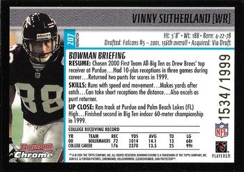 2001 Bowman Chrome #207 Vinny Sutherland Back