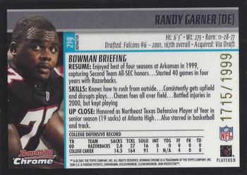 2001 Bowman Chrome #219 Randy Garner Back
