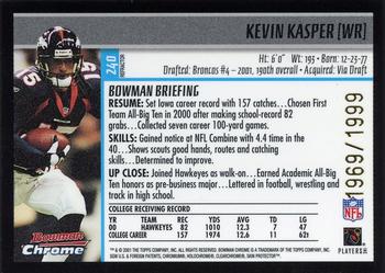 2001 Bowman Chrome #240 Kevin Kasper Back