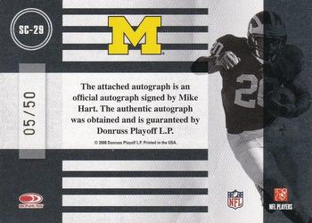 2008 Donruss Classics - School Colors Autographs #SC-29 Mike Hart Back