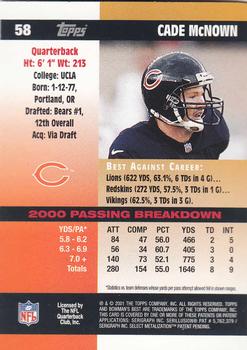 2001 Bowman's Best #58 Cade McNown Back
