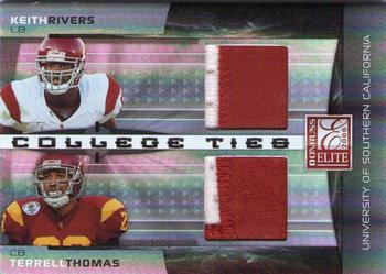 2008 Donruss Elite - College Ties Combos Jerseys Prime #CTC-16 Keith Rivers / Terrell Thomas Front