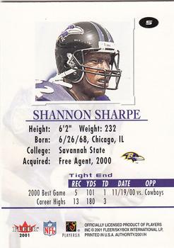 2001 Fleer Authority #5 Shannon Sharpe Back