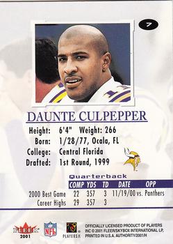 2001 Fleer Authority #7 Daunte Culpepper Back