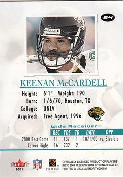 2001 Fleer Authority #64 Keenan McCardell Back