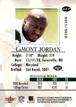 2001 Fleer Authority #117 LaMont Jordan Back