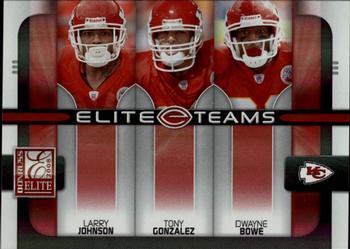 2008 Donruss Elite - Elite Teams Red #ET-14 Larry Johnson / Tony Gonzalez / Dwayne Bowe Front
