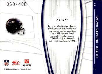 2008 Donruss Elite - Zoning Commission Black #ZC-23 Ed Reed Back