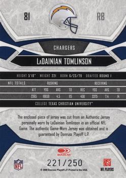 2008 Donruss Gridiron Gear - Jerseys #81 LaDainian Tomlinson Back