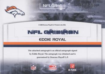 2008 Donruss Gridiron Gear - NFL Gridiron Rookie Signatures #NFLGR-4 Eddie Royal Back