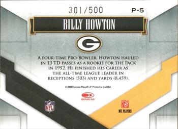 2008 Donruss Gridiron Gear - Performers Gold #P-5 Billy Howton Back