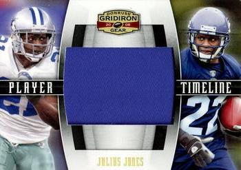 2008 Donruss Gridiron Gear - Player Timeline Jerseys Jumbo Swatch Prime #PT-6 Julius Jones Front